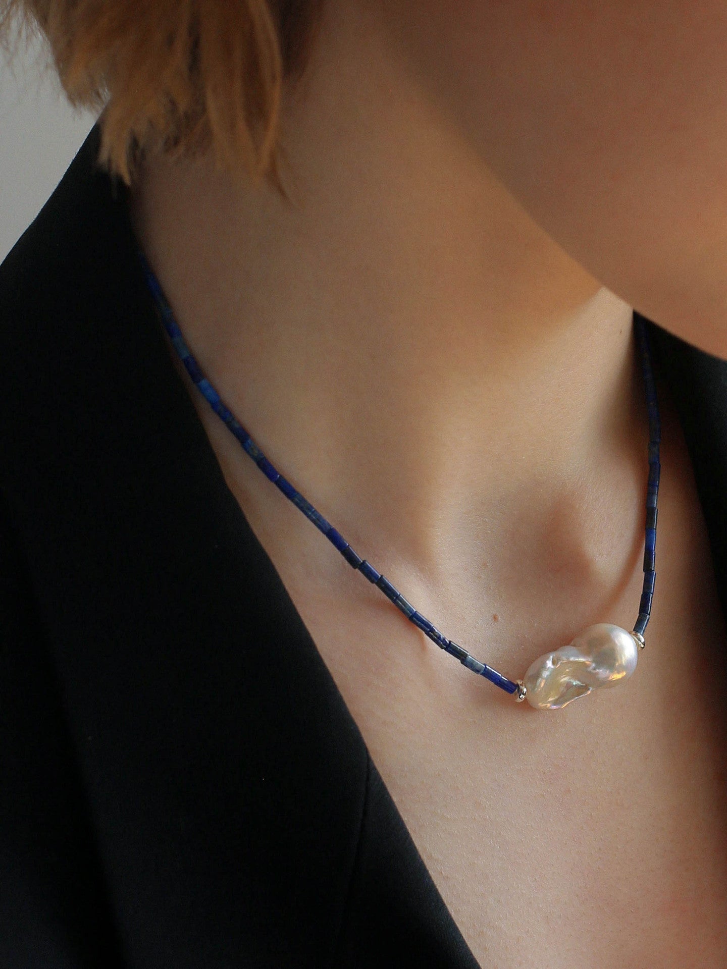 Lapis Lazuli Baroque Pearl Necklace - floysun