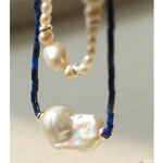 Lapis Lazuli Baroque Pearl Necklace - floysun