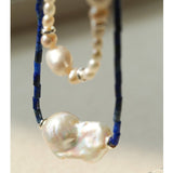 Lapis Lazuli Baroque Pearl Necklace - floysun