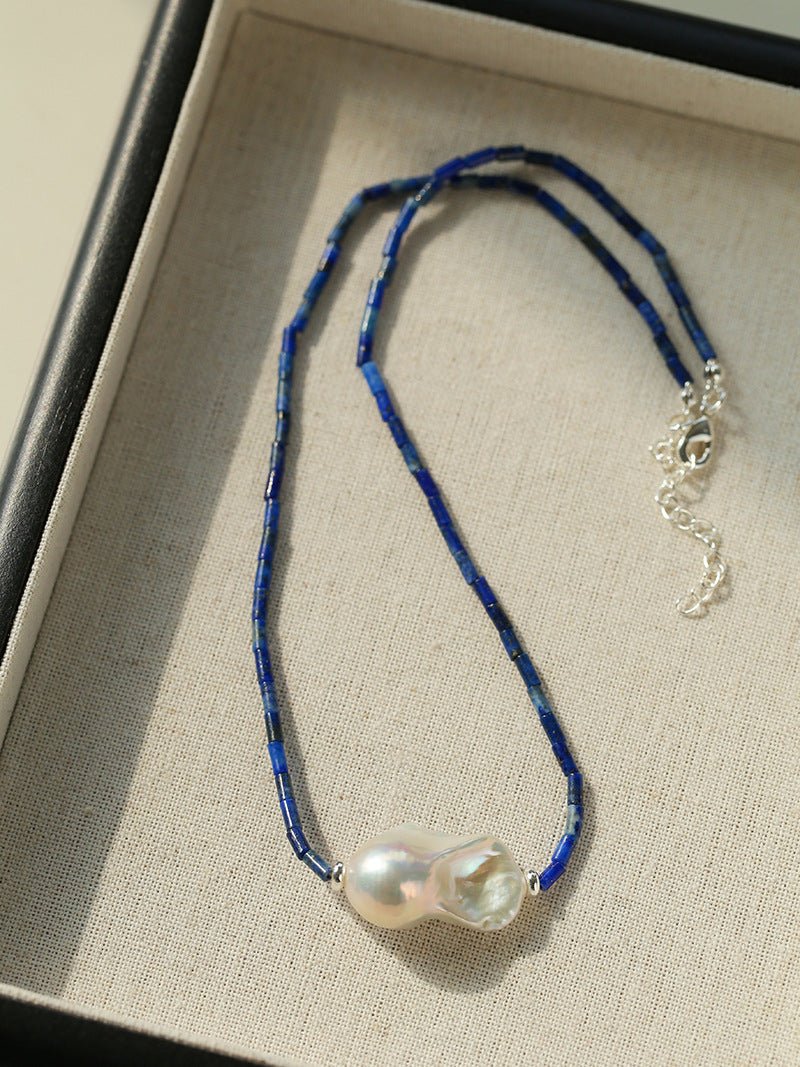Lapis Lazuli Baroque Pearl Necklace - floysun