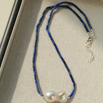Lapis Lazuli Baroque Pearl Necklace - floysun