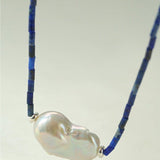 Lapis Lazuli Baroque Pearl Necklace - floysun