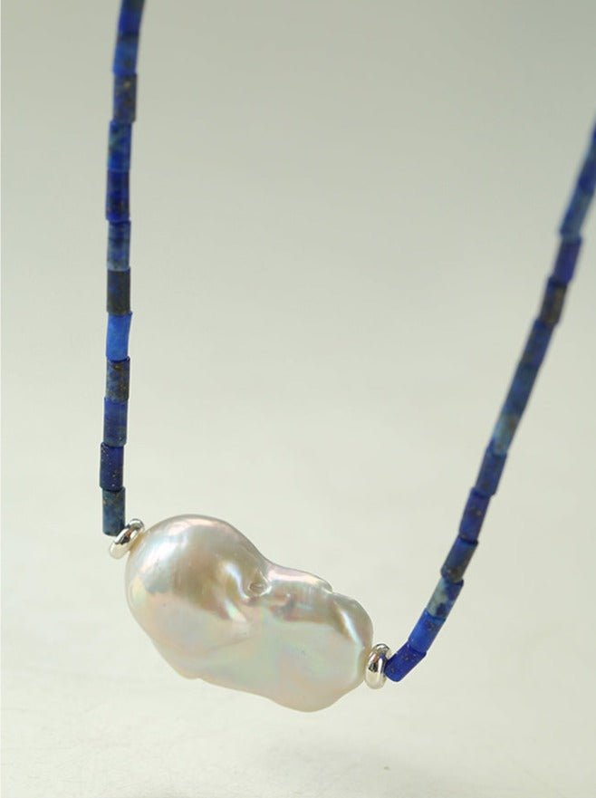 Lapis Lazuli Baroque Pearl Necklace - floysun