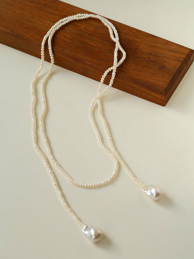 Long Baroque Beaded Pearl Sweater Necklace - floysun