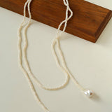 Long Baroque Beaded Pearl Sweater Necklace - floysun