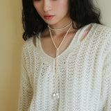 Long Baroque Beaded Pearl Sweater Necklace - floysun