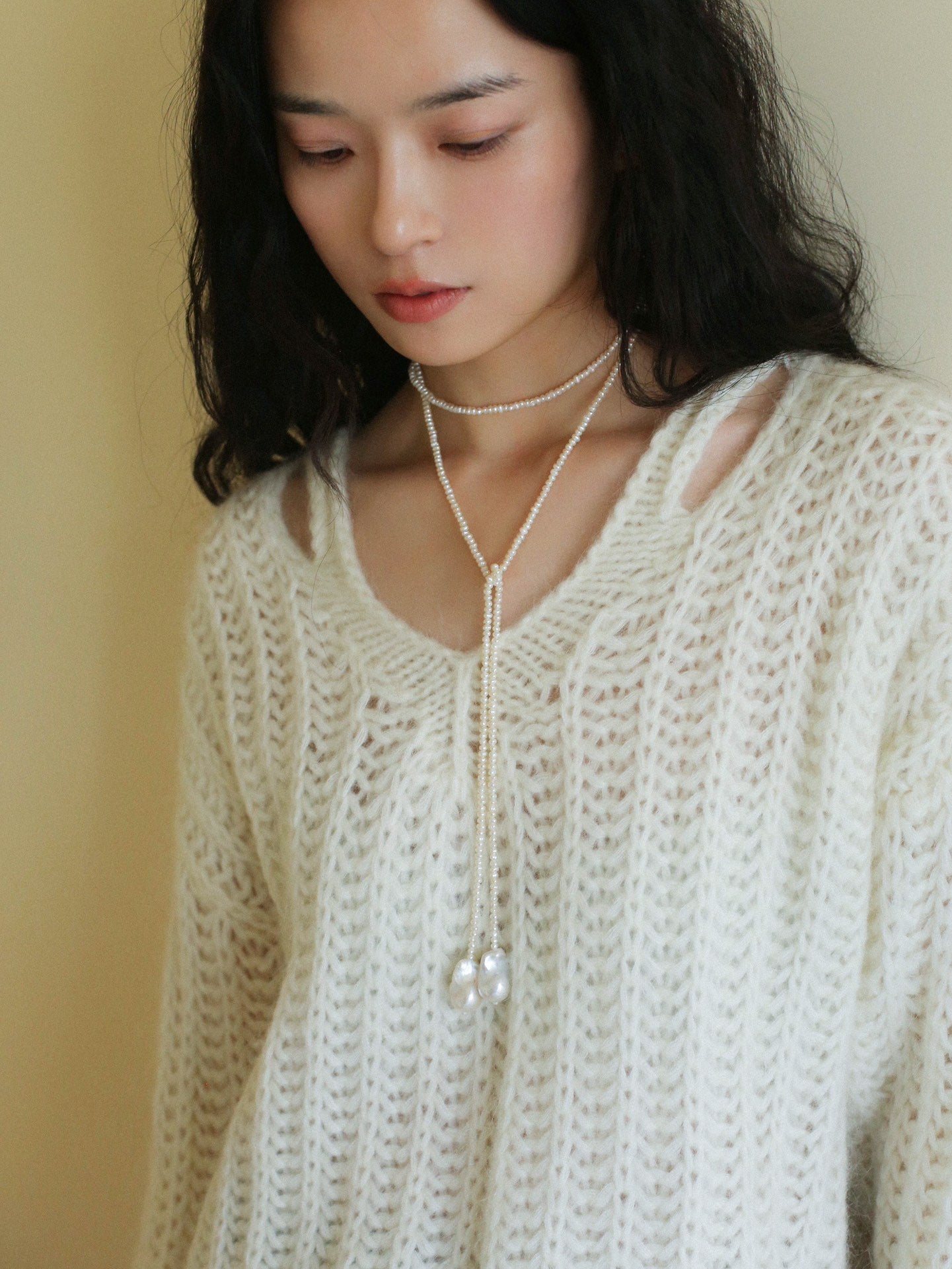 Long Baroque Beaded Pearl Sweater Necklace - floysun