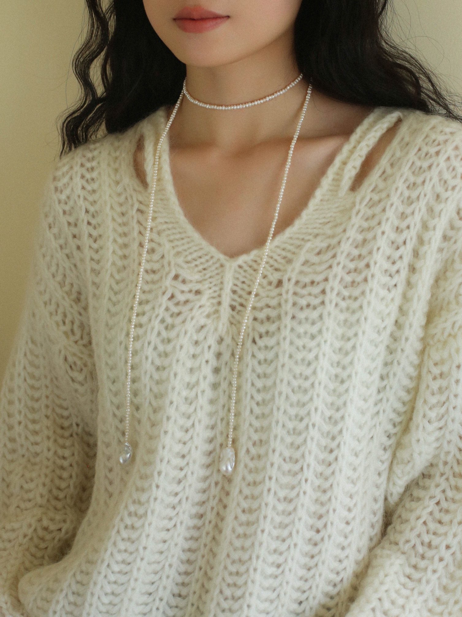 Long Baroque Beaded Pearl Sweater Necklace - floysun