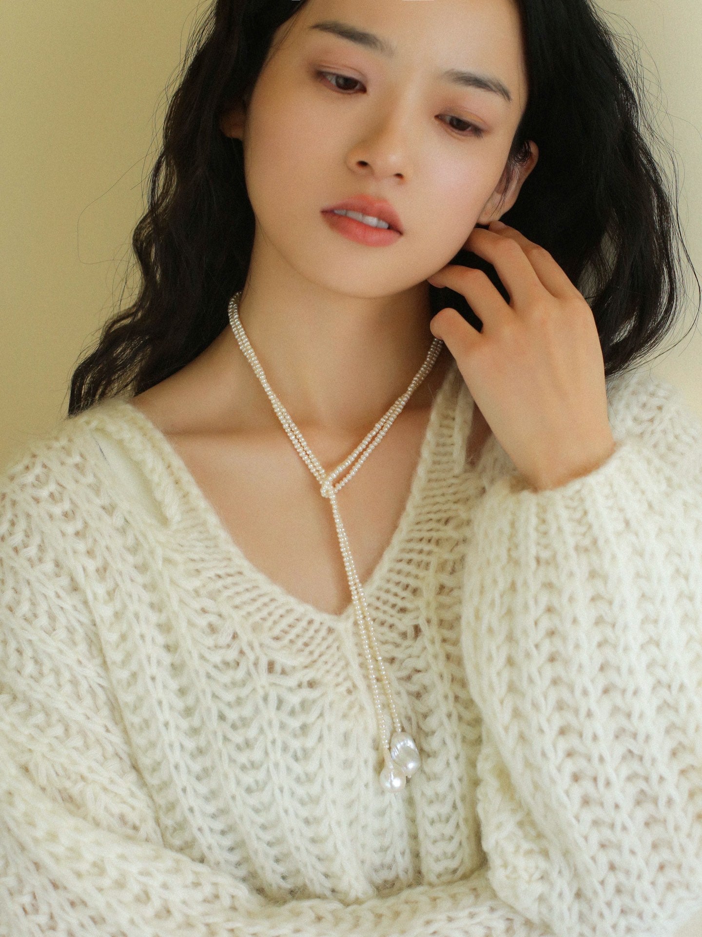Long Baroque Beaded Pearl Sweater Necklace - floysun