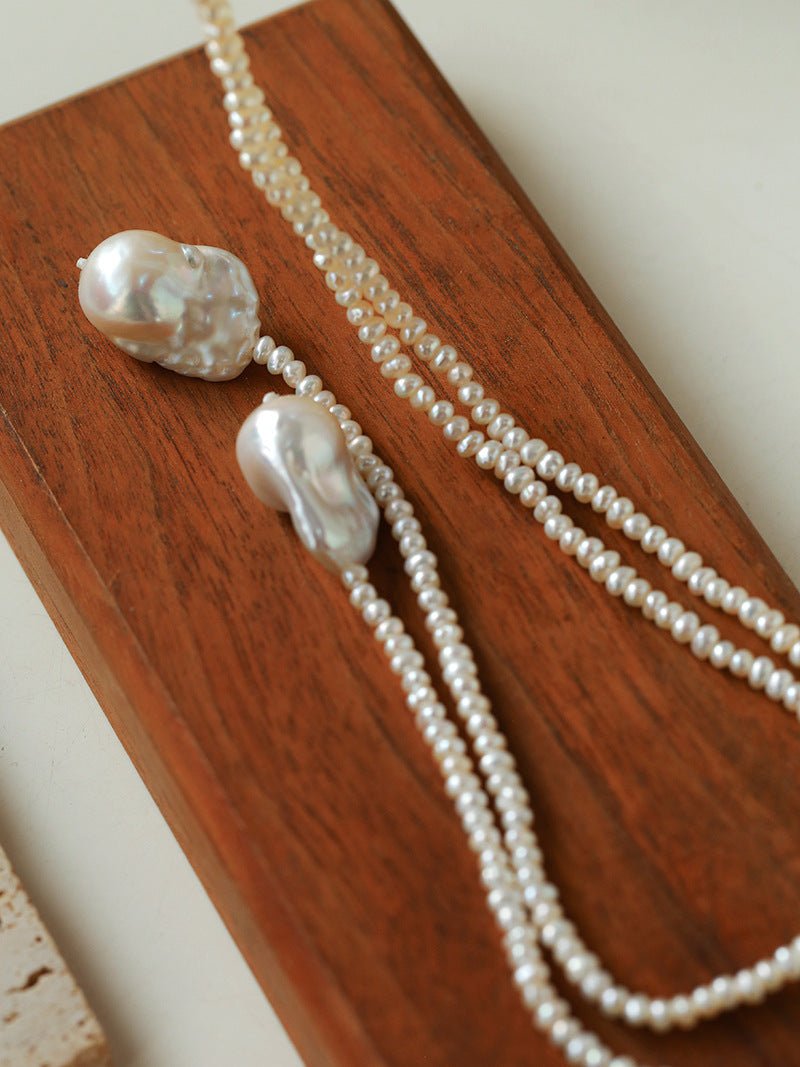Long Baroque Beaded Pearl Sweater Necklace - floysun