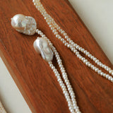 Long Baroque Beaded Pearl Sweater Necklace - floysun