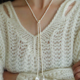 Long Baroque Beaded Pearl Sweater Necklace - floysun