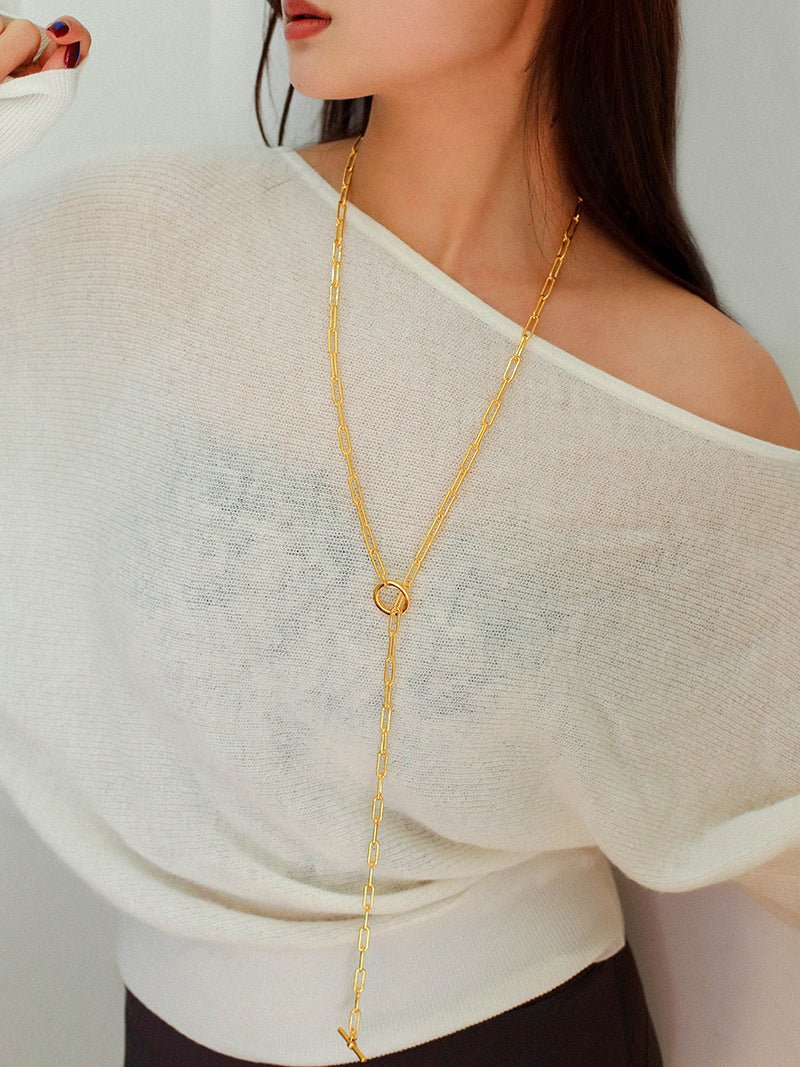 Metal Y-Shape Chain Sweater Chain Necklace - floysun