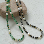 Multiple Irregular Colored Agate Jade Necklace -Black - floysun