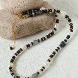 Multiple Irregular Colored Agate Jade Necklace -Black - floysun