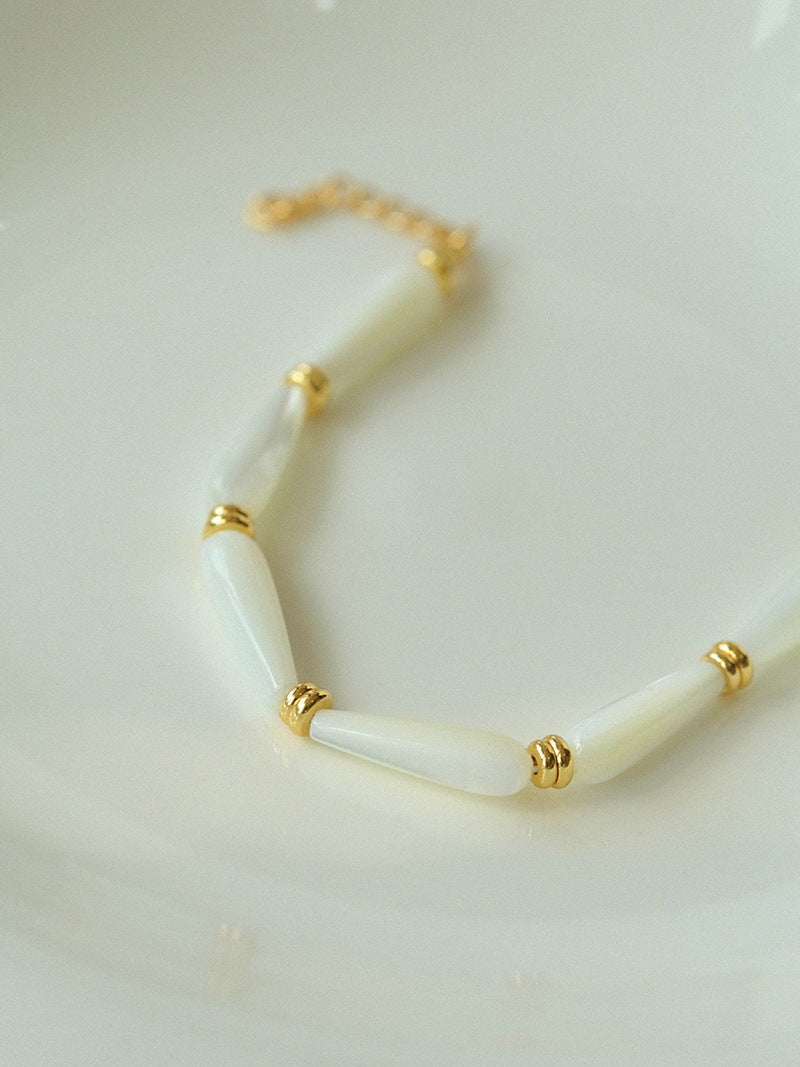 Natural Mother of Pearl Elegance – Beaded Patchwork Bracelet - floysun