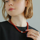 Natural Red Agate Stone Necklace Bracelet Set - floysun