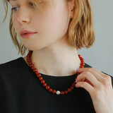 Natural Red Agate Stone Necklace Bracelet Set - floysun