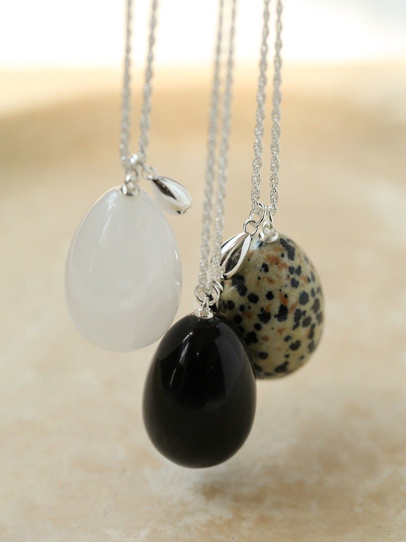 Natural Stone Egg Pendant Necklace - floysun