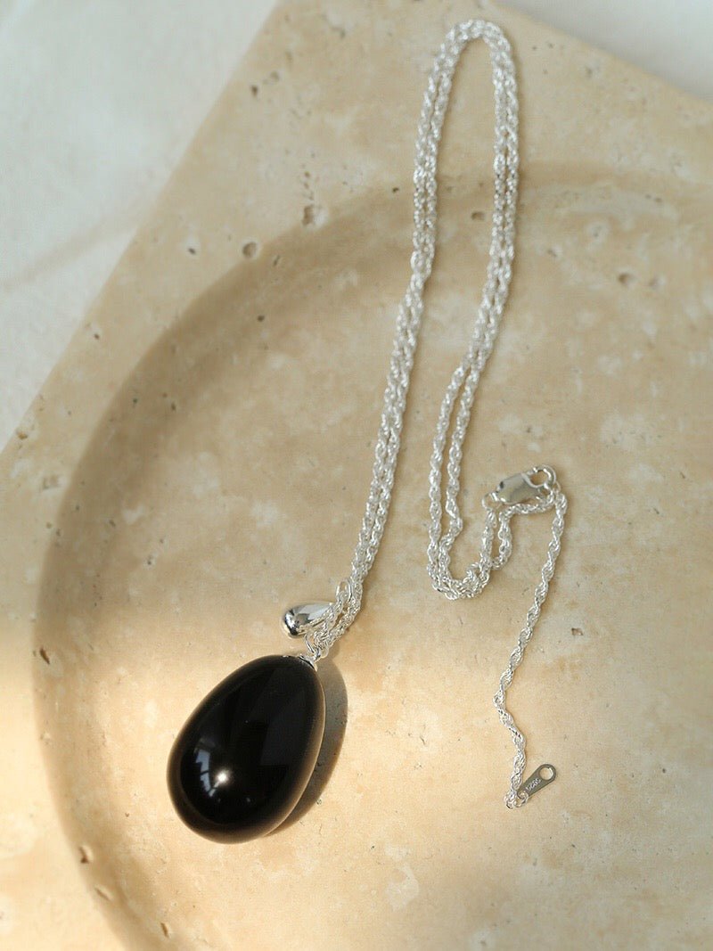 Natural Stone Egg Pendant Necklace - floysun