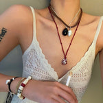 Natural Stone Egg Pendant Necklace - floysun