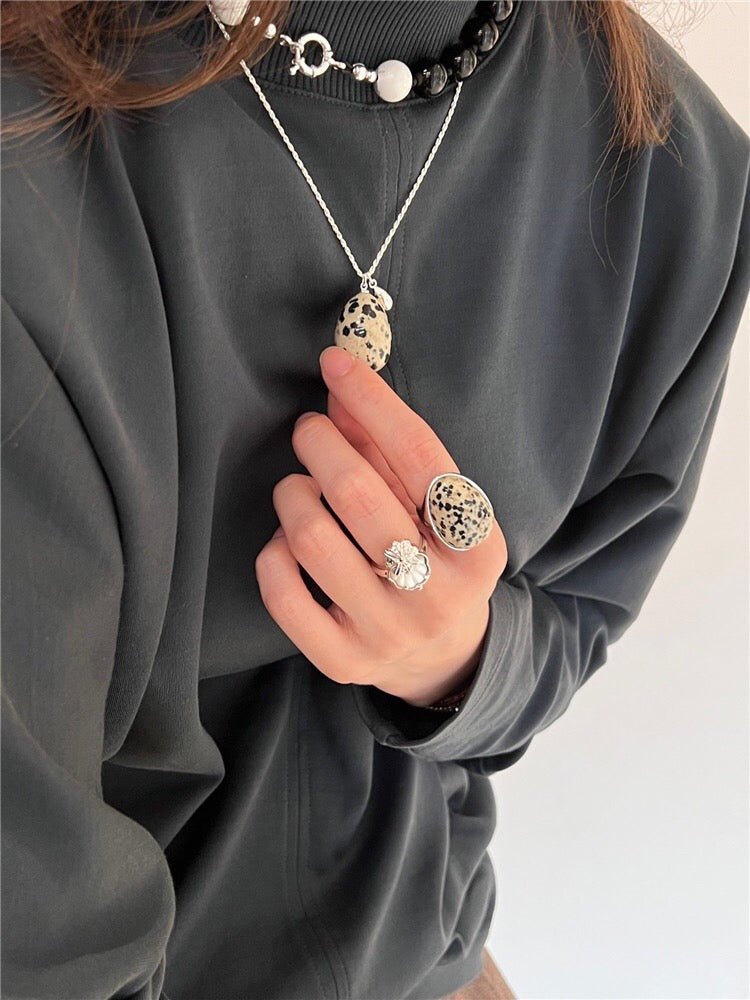 Natural Stone Egg Pendant Necklace - floysun
