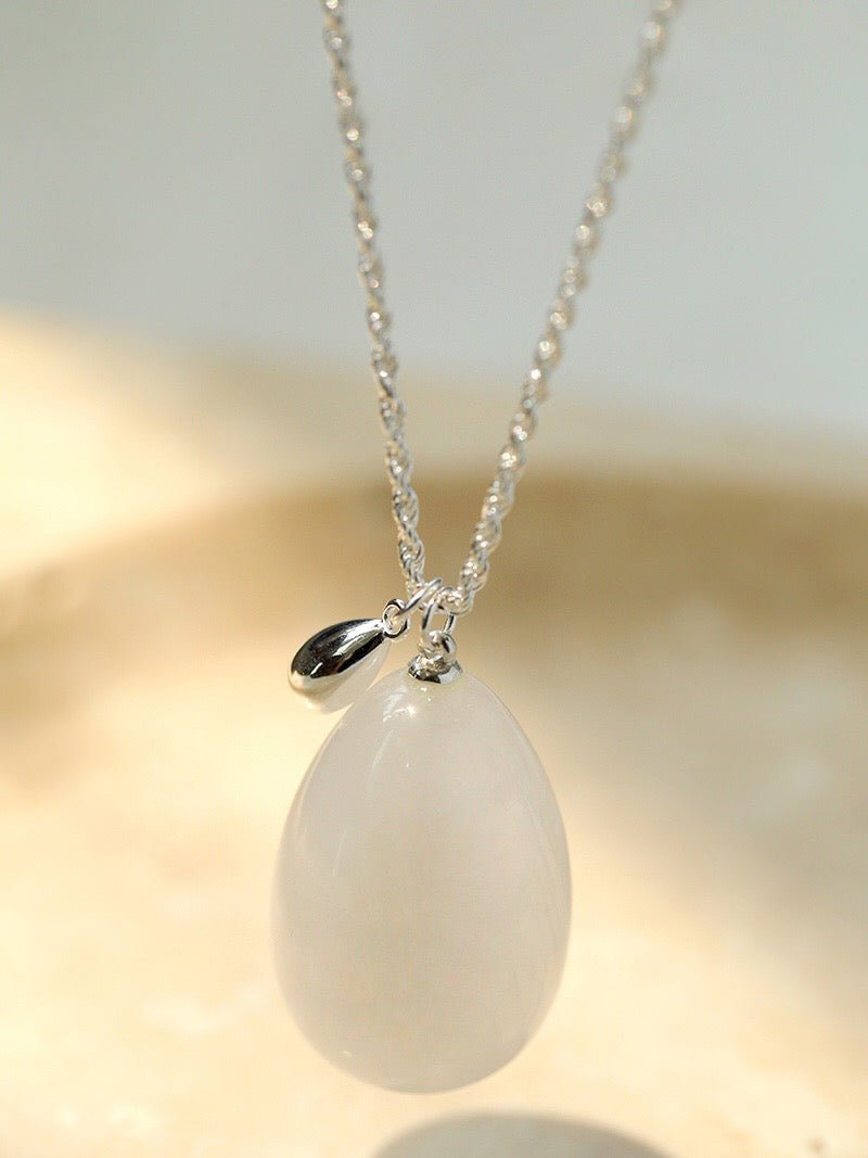 Natural Stone Egg Pendant Necklace - floysun