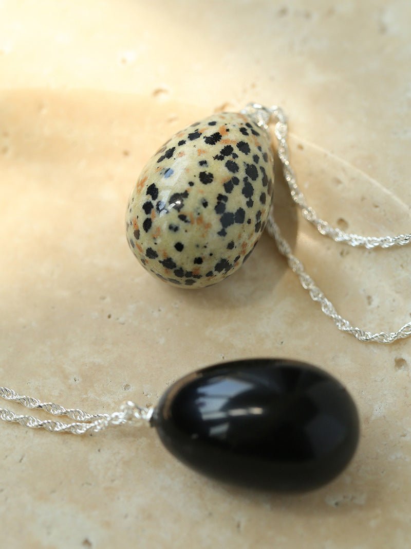 Natural Stone Egg Pendant Necklace - floysun