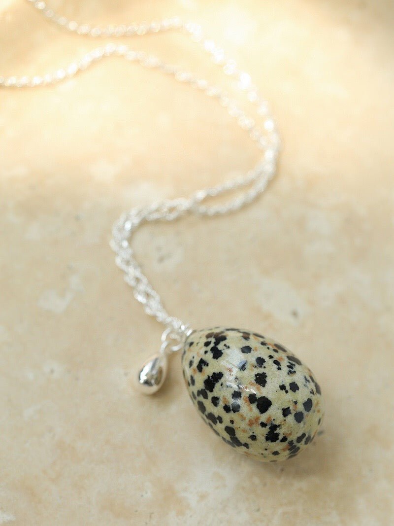 Natural Stone Egg Pendant Necklace - floysun