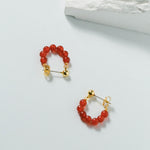 New Year's Red Agate Stone Beaded Earrings - floysun