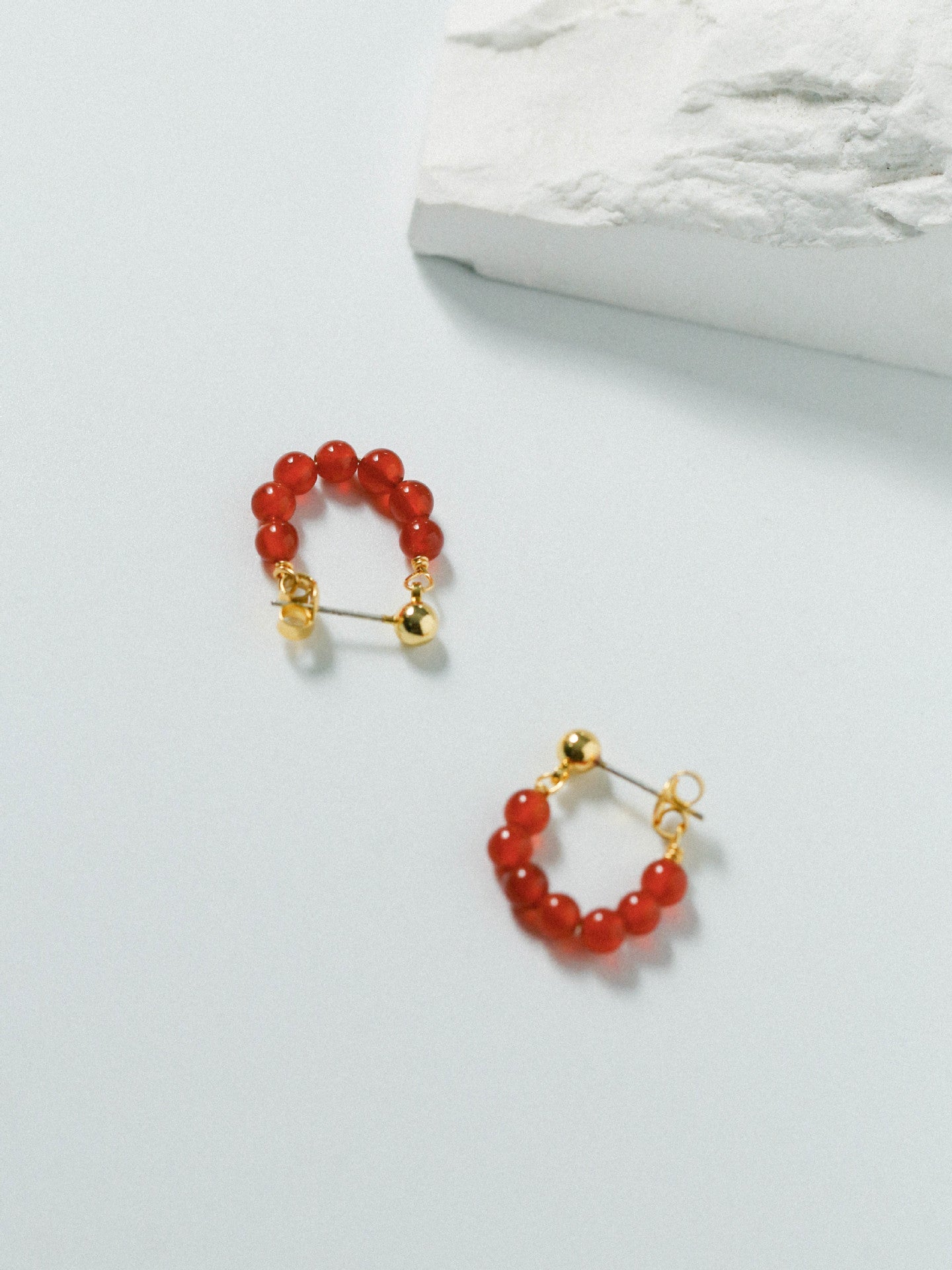New Year's Red Agate Stone Beaded Earrings - floysun
