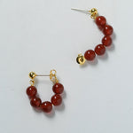 New Year's Red Agate Stone Beaded Earrings - floysun