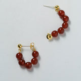 New Year's Red Agate Stone Beaded Earrings - floysun