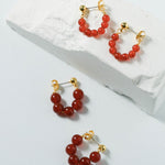 New Year's Red Agate Stone Beaded Earrings - floysun