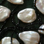 Nine Large Petal Baroque Pearls Black Spinel Necklace - floysun