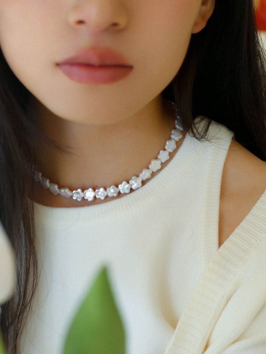 Peach Blossom-shaped Baroque Pearls Necklace - floysun