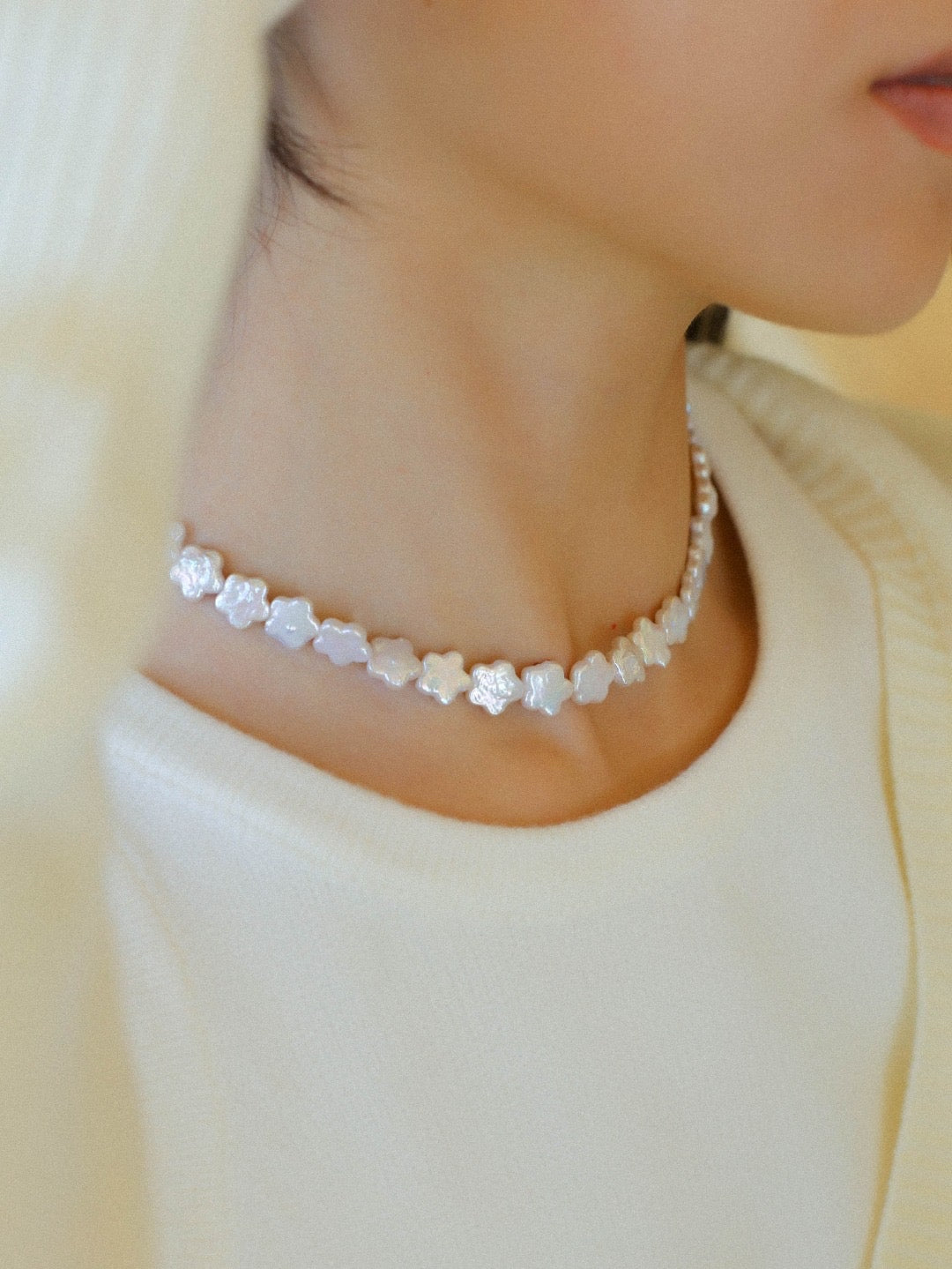 Peach Blossom-shaped Baroque Pearls Necklace - floysun