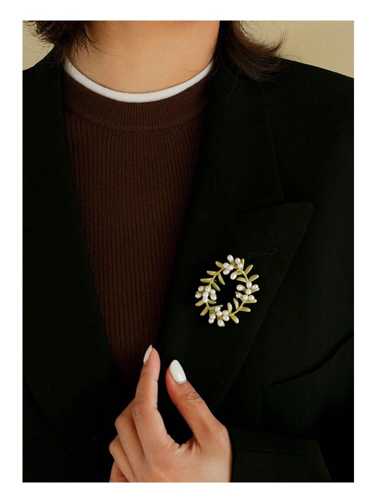Peach Blossom Wreath Brooch - floysun