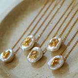 Petal Baroque Pearl Letter Pendants Necklaces - floysun