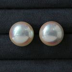 Pink Flat Round Steamed Bun Pearl Earrings (Buy one get one) - floysun