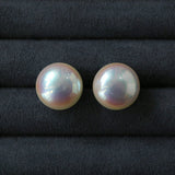 Pink Flat Round Steamed Bun Pearl Earrings (Buy one get one) - floysun