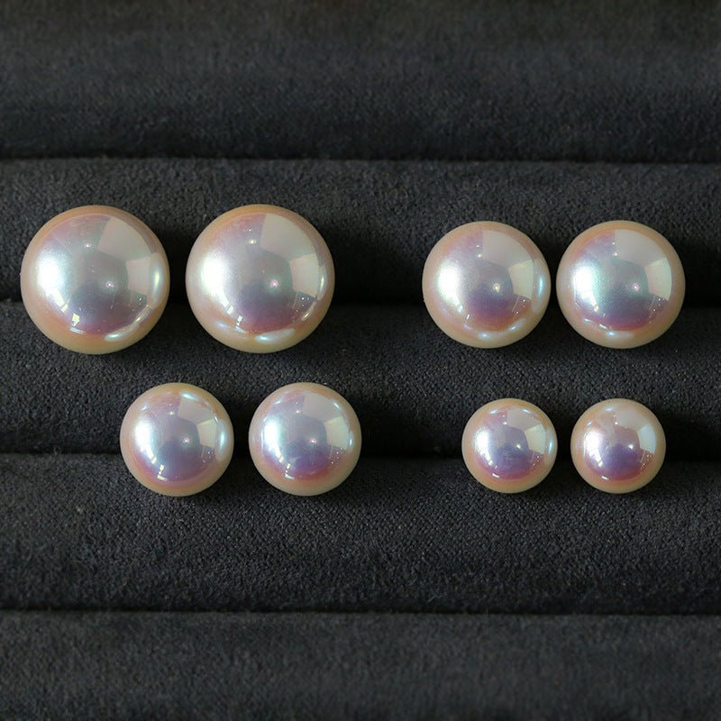 Pink Flat Round Steamed Bun Pearl Earrings (Buy one get one) - floysun