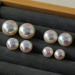 Pink Flat Round Steamed Bun Pearl Earrings (Buy one get one) - floysun