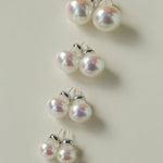 Pink Flat Round Steamed Bun Pearl Earrings (Buy one get one) - floysun