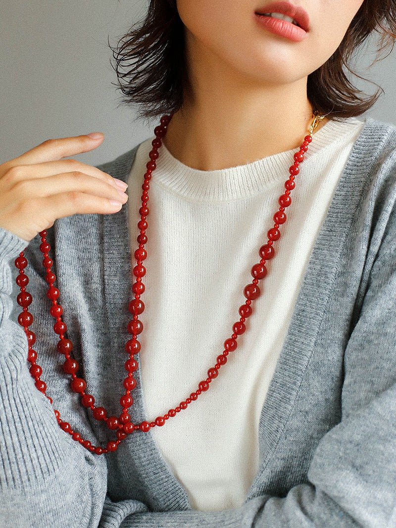 Red Agate Crystal Long Necklaces - floysun