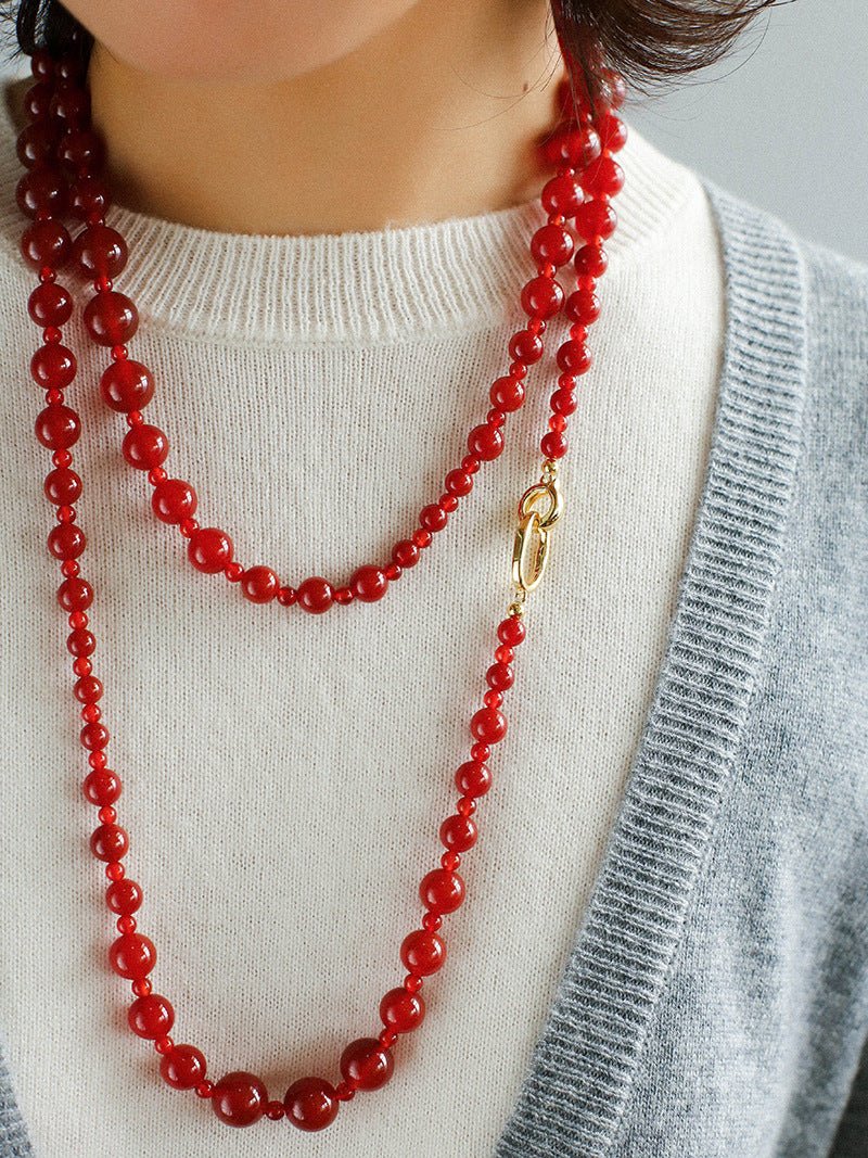 Red Agate Crystal Long Necklaces - floysun