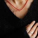 Red Spinels Small Gold Bean Necklaces - floysun