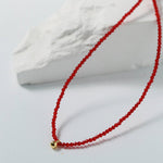 Red Spinels Small Gold Bean Necklaces - floysun