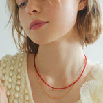 Red Spinels Small Gold Bean Necklaces - floysun