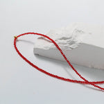Red Spinels Small Gold Bean Necklaces - floysun